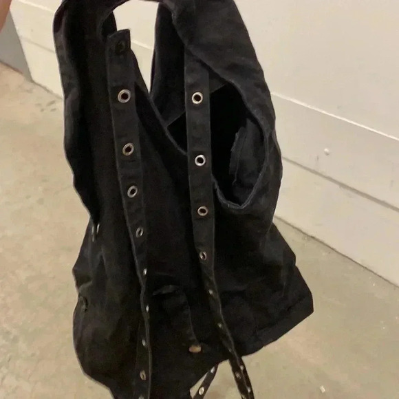 Goth black  denim vest - Picture 5 of 5